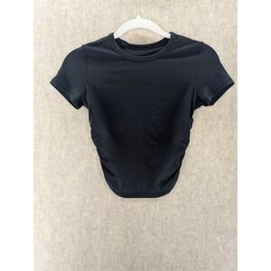 Lululemon Black Ruched Side Short Sleeve Tee Women Fit Tech Shirt Top